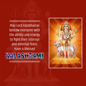 Image of Lord Kalabhairav with a blessing message for Kalashtami