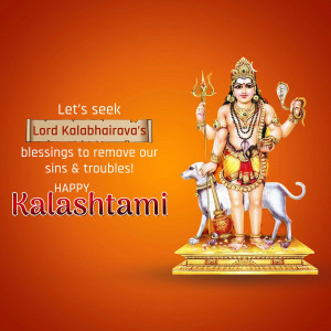 Image of Lord Kalabhairava with text 'Happy Kalashtami'