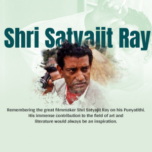 Portrait of Satyajit Ray, the renowned Indian filmmaker
