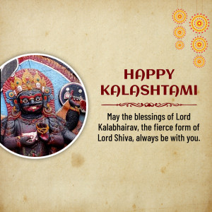 Image depicting Lord Kalabhairav with text 'Happy Kalashtami'
