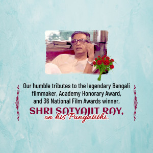 Image commemorating Satyajit Ray on his Punyathithi