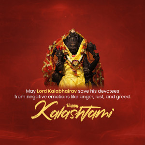 Image of Lord Kalabhairav with text 'Happy Kalashtami'