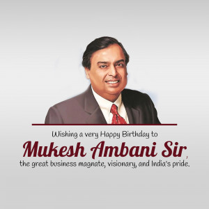 Portrait of Mukesh Ambani with a birthday greeting