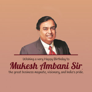 Portrait of Mukesh Ambani with birthday greetings