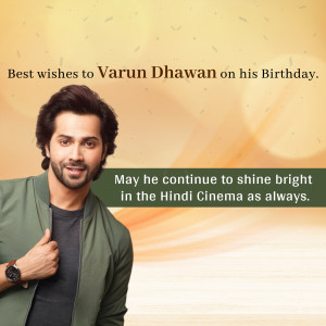 Portrait of Varun Dhawan with birthday wishes