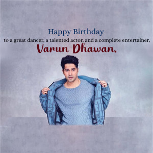 Portrait of Varun Dhawan with birthday wishes