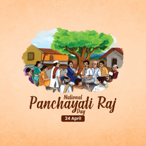 Illustration depicting a village meeting celebrating National Panchayati Raj Day