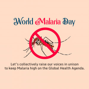 World Malaria Day graphic with a mosquito inside a red 'no' symbol.