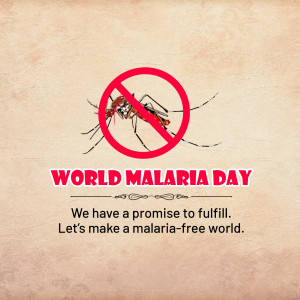 Image depicting a mosquito with a red 'no' symbol over it, promoting World Malaria Day.