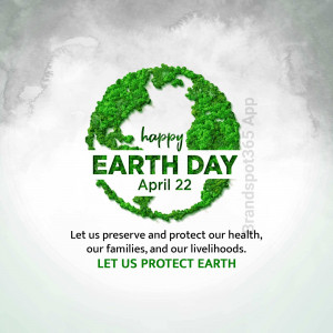 Earth Day celebration with a globe made of leaves