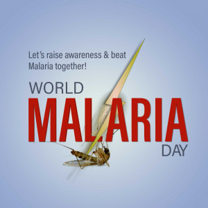 World Malaria Day poster with mosquito and text