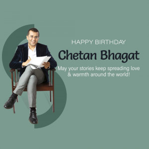 Image of Chetan Bhagat with a birthday greeting