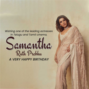 Samantha Ruth Prabhu in a saree with birthday wishes