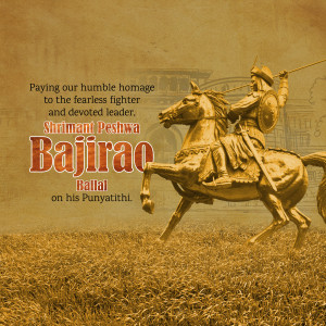 Image of Chhatrapati Shivaji Maharaj's warrior, Bajirao, on horseback.