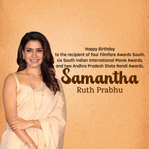 Samantha Ruth Prabhu portrait with birthday text