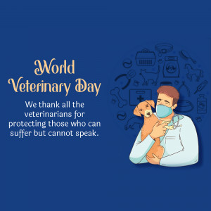 Illustration for World Veterinary Day featuring a veterinarian with a dog.