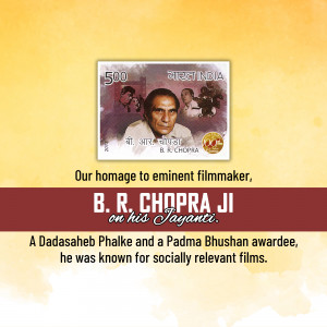 Indian postage stamp featuring B.R. Chopra with text commemorating his Jayanti