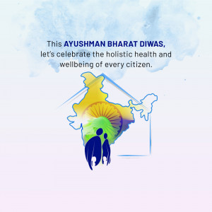 Image depicting Ayushman Bharat Diwas with India map and people silhouettes
