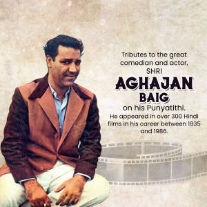 Portrait of Aghajan Baig, a classic Hindi film comedian and actor.