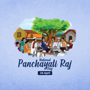 Illustration depicting a village meeting celebrating National Panchayati Raj Day