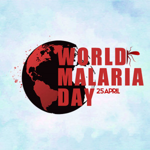 World Malaria Day graphic with a globe and text