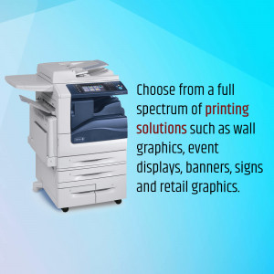 Lexmark multifunction printer with text promoting printing solutions