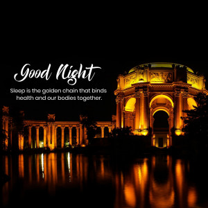 Night view of a palace with the text 'Good Night'