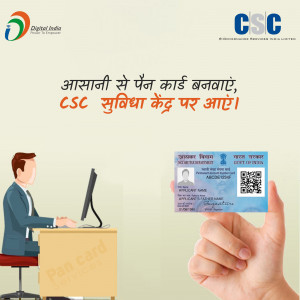 Image depicting a man getting his PAN card made at a CSC center.
