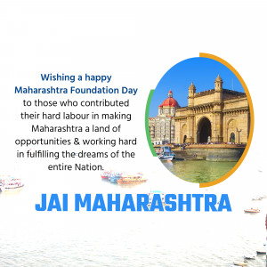 Maharashtra Foundation Day wish with Gateway of India in the background