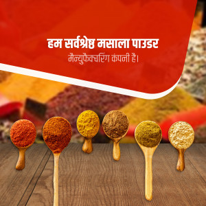 Variety of colorful spice powders on wooden spoons