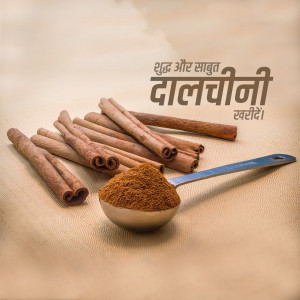 Pile of cinnamon sticks and ground cinnamon powder on a spoon