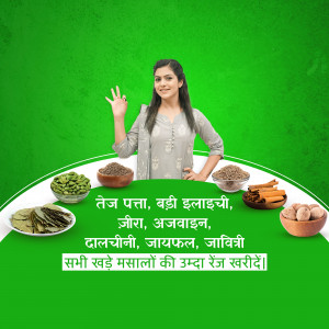 Woman presenting a variety of Indian spices