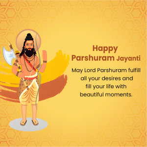 Image depicting Lord Parshuram with text 'Happy Parshuram Jayanti'