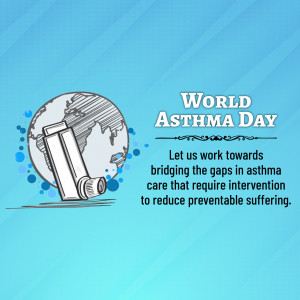 World Asthma Day graphic with an inhaler and globe