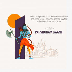 Illustration of Lord Parshuram with axe and bow, celebrating Parshuram Jayanti