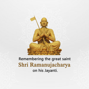 Golden statue of Shri Ramanujacharya in a meditative pose