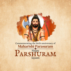 Image depicting Maharishi Parashuram with text commemorating his birth anniversary.