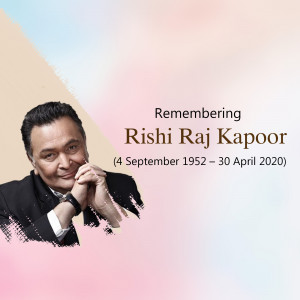 Portrait of Rishi Kapoor with remembrance text