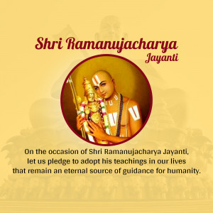 Image of Shri Ramanujacharya with text celebrating his Jayanti