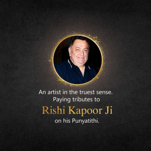 Portrait of Rishi Kapoor with a tribute message