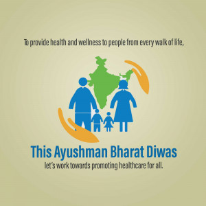 Ayushman Bharat Diwas logo with family and India map