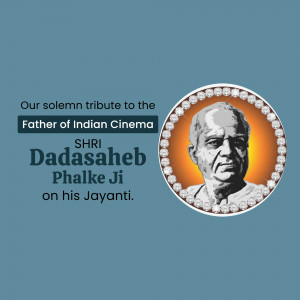 Portrait of Dadasaheb Phalke with tribute text