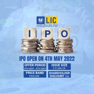 Image depicting LIC IPO with coins and details.