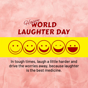 World Laughter Day greeting with smiling faces and motivational quote.