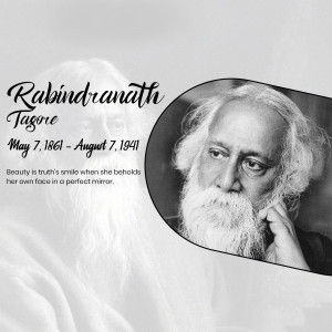 Black and white portrait of Rabindranath Tagore, a renowned Bengali polymath.