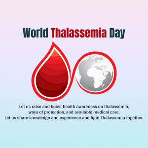 World Thalassemia Day graphic with blood drop and globe