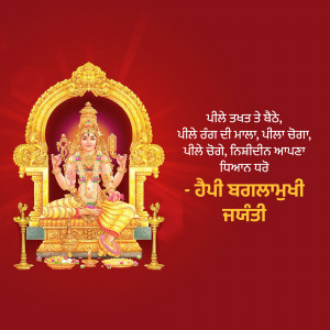Image of Mata Vaishno Devi with devotional text in Punjabi