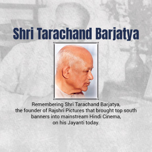 Portrait of Shri Tarachand Barjatya, founder of Rajshri Pictures