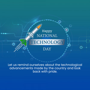 National Technology Day graphic with a rocket and circuit board design