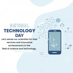 National Technology Day graphic with smartphone and circuit board elements